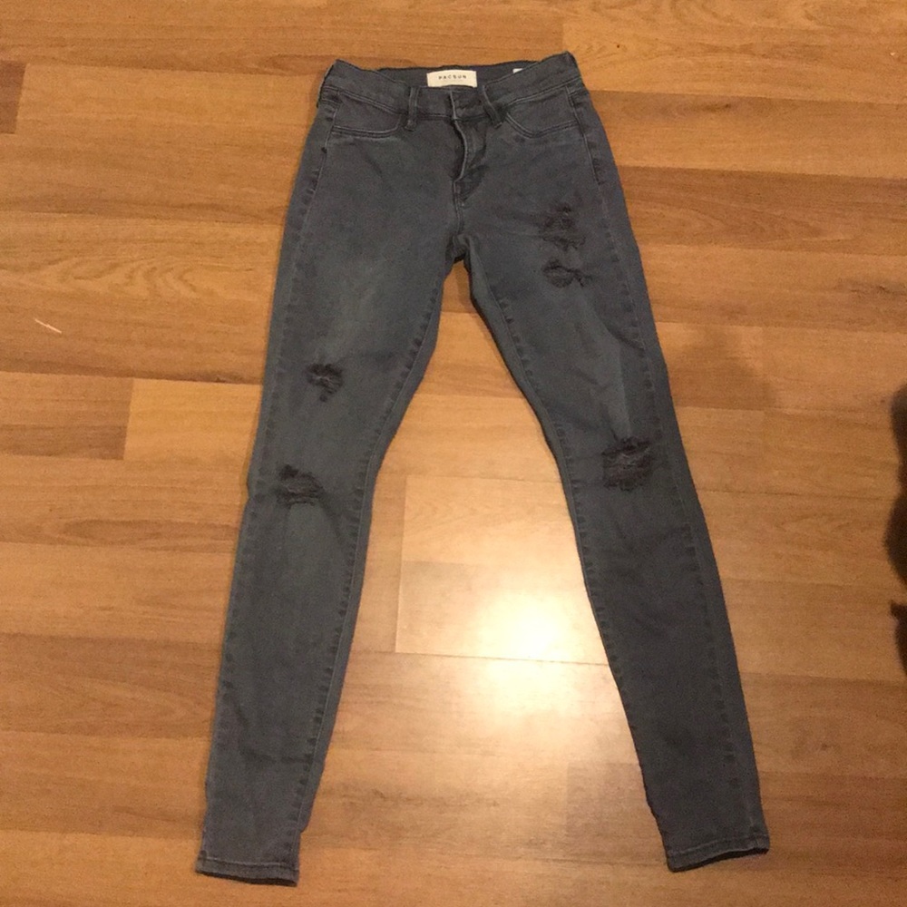dark grey pacsun ripped jeans